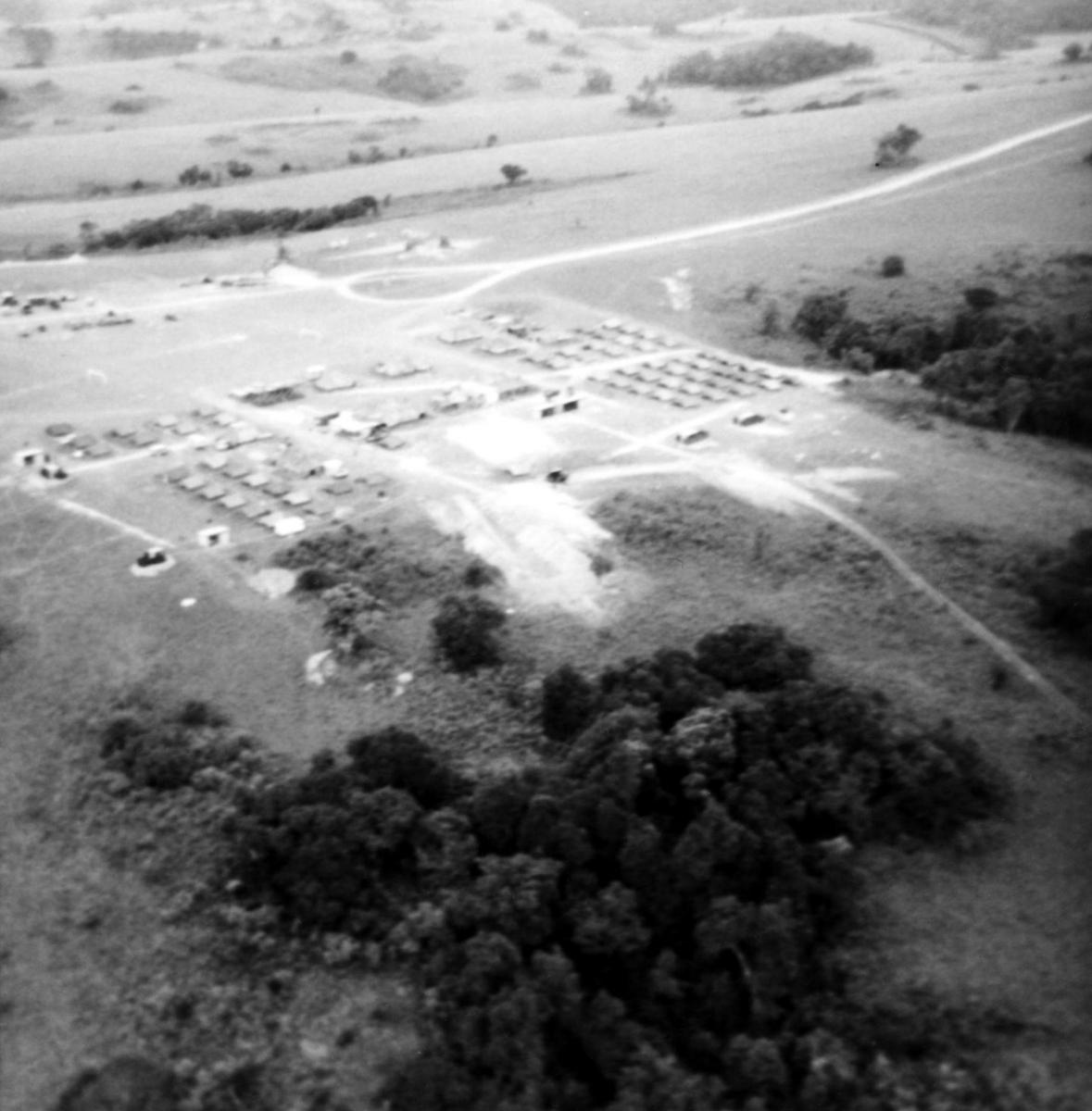 Camp from the air on the Nyika Plateau Malawi 1972