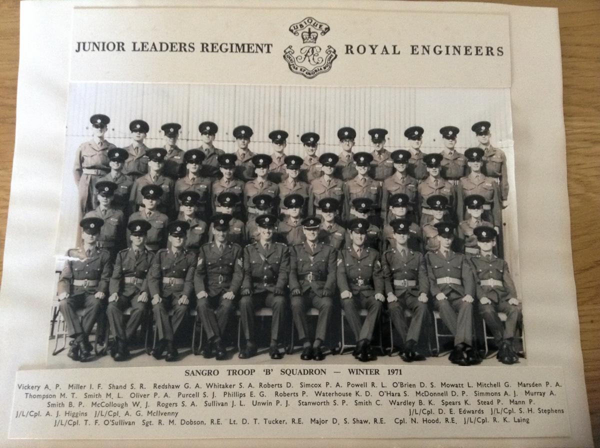 Sangro Troop B Squadron. Junior Leaders Regiment Royal Engineers Winter 1971